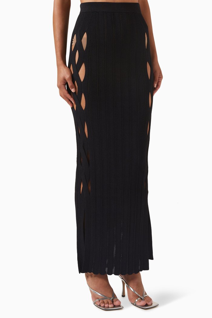 

Snakeskin Skirt in Viscose Blend, Black