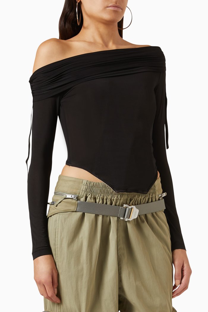

Hosiery Overlay Gathered Top, Multicolour