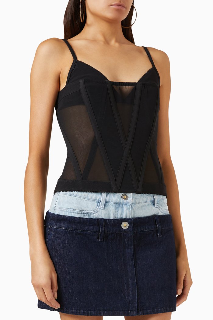 

Oblique Corset in Mesh, Black
