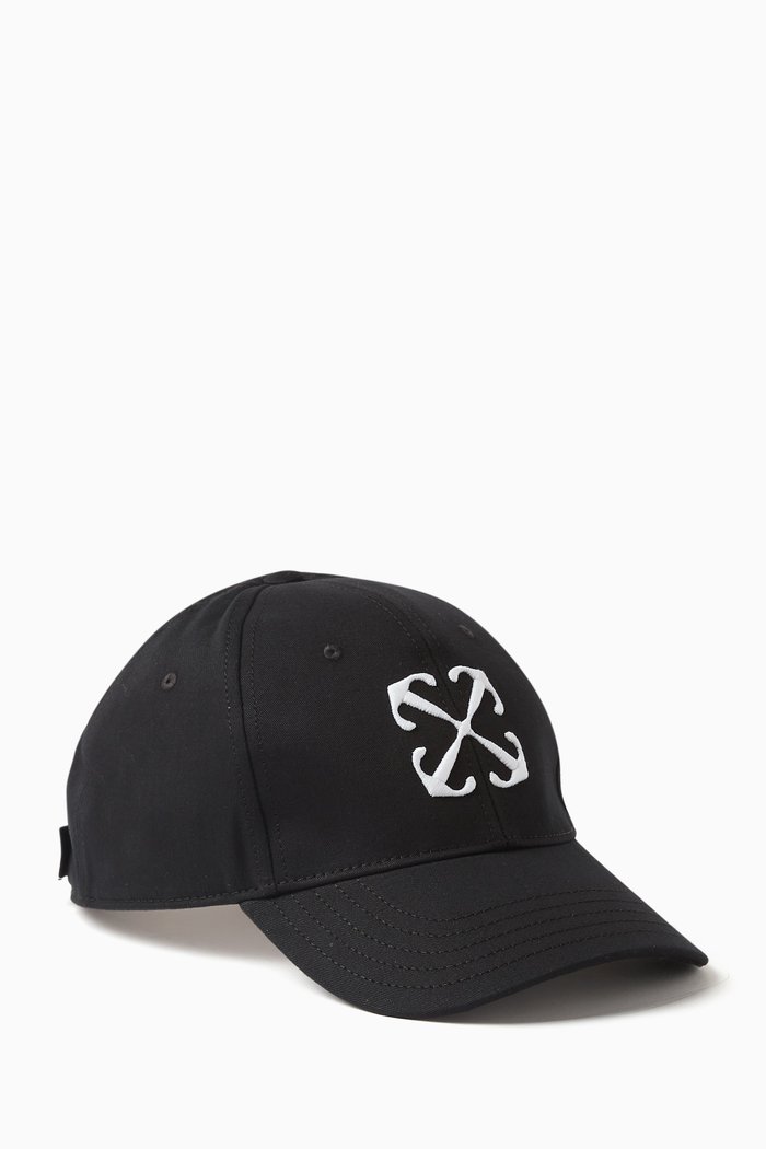 

Arrow-embroidered Baseball Cap in Cotton-twill, Black