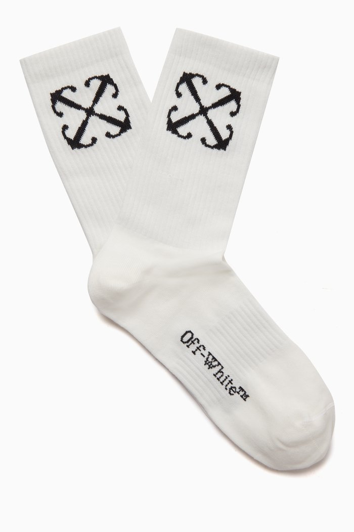 

Arrow Mid-calf Socks in Cotton Blend, Neutral