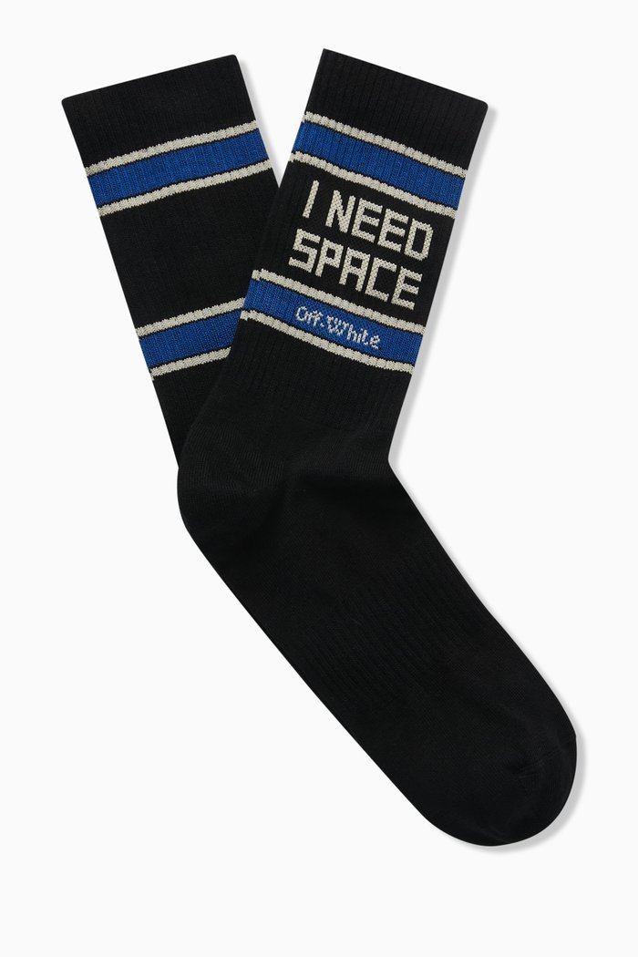 

I Need Space Mid-calf Socks in Cotton, Black