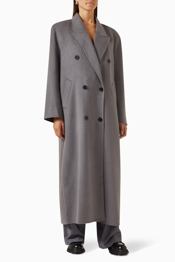 

Gaia Double-breasted Coat in Wool-blend, Grey