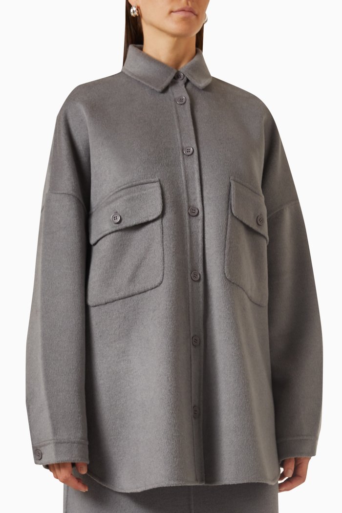 

Dallas Oversized Overshirt in Wool, Grey