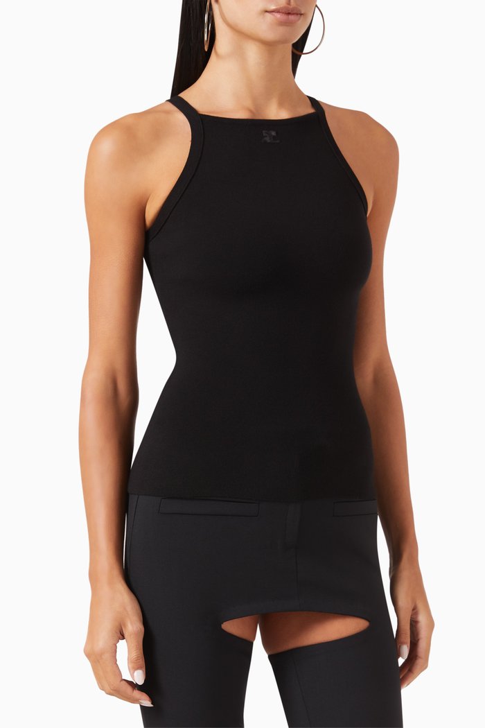 

Square Tank Top in Rib-knit, Black
