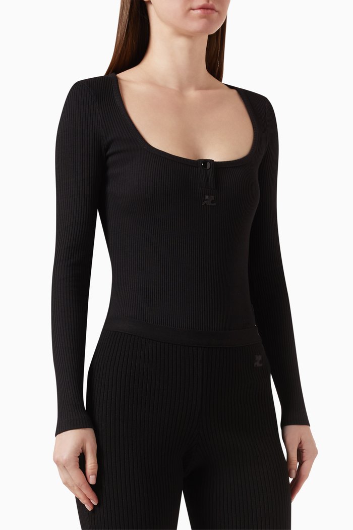 90's Bodysuit in Rib-knit, Black