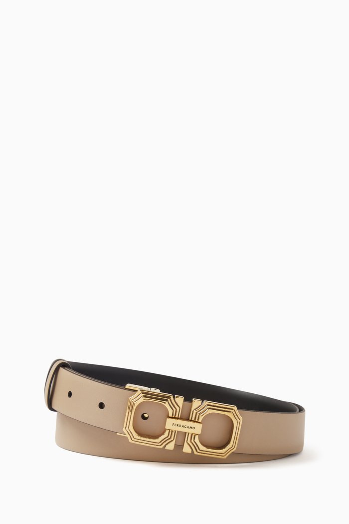 

Donna Reversible Belt in Calfskin Leather, Neutral
