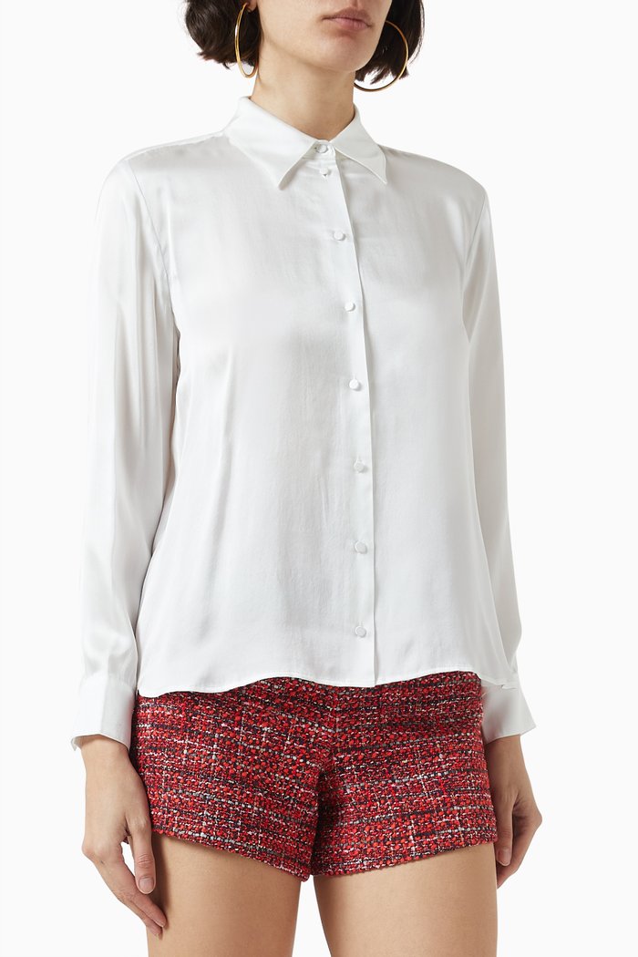 Cecily Shirt in Silk-satin, White