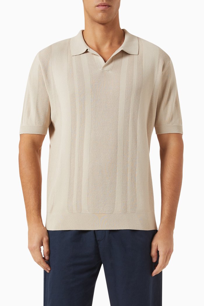 

Textured Polo in Knitted Cotton, Neutral
