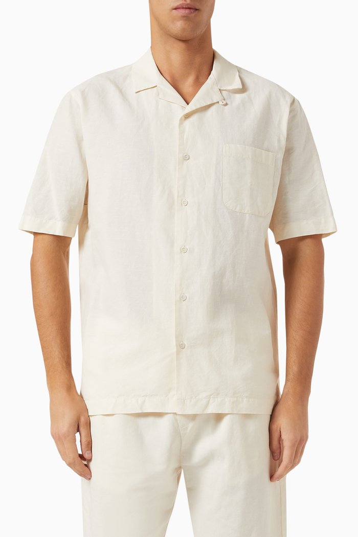 

Camp Collar Shirt in Linen Blend, Neutral