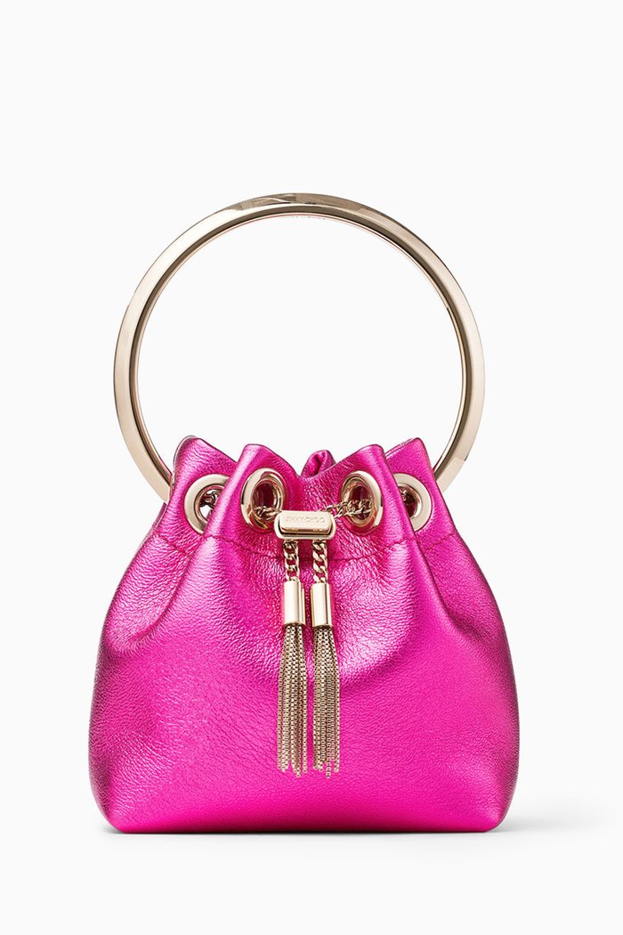 

Micro Bon Bon Bucket Bag in Metallic Nappa, Pink