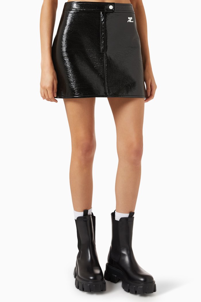 

Mini Skirt in Vinyl, Black