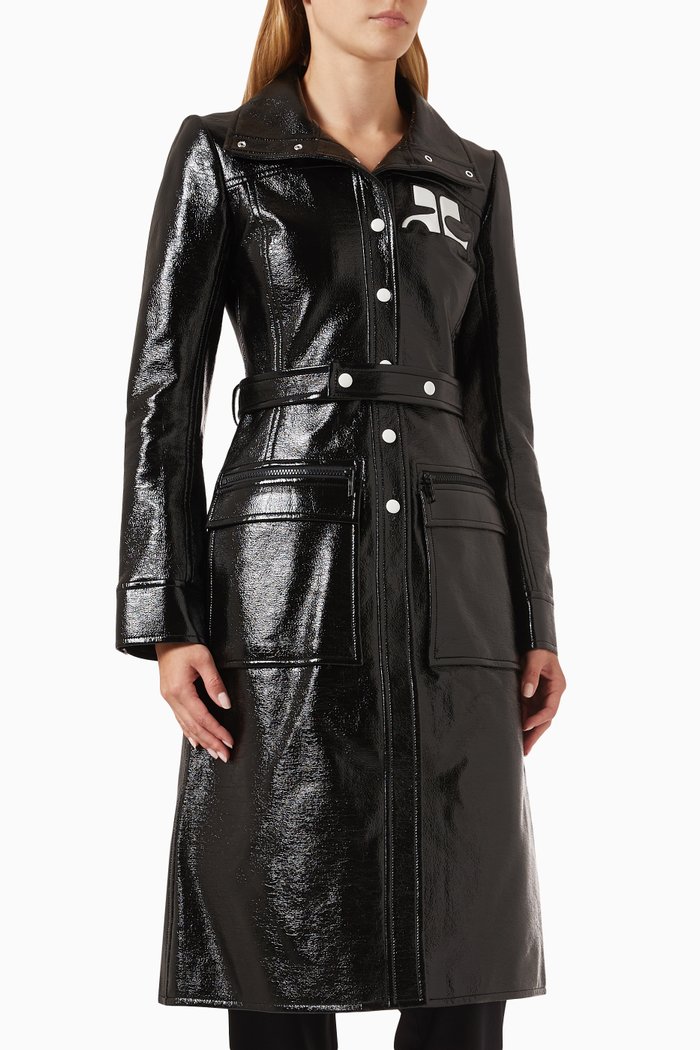 

Reedition Belted Coat in Vinyl, Black
