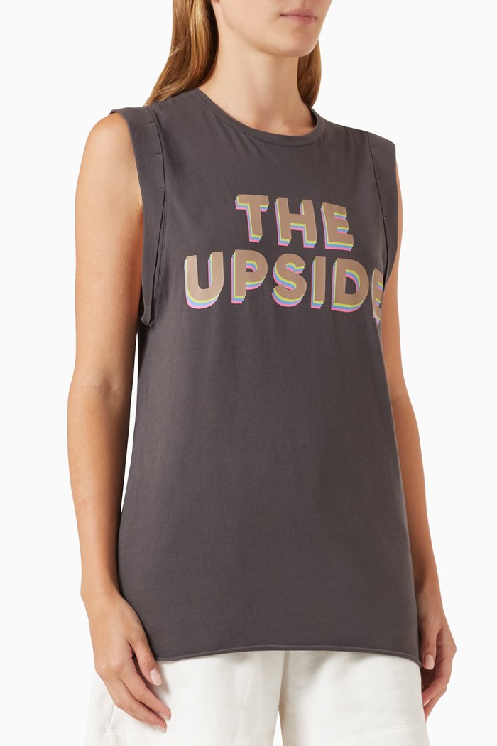 

Logo Muscle Tank Top in Organic Cotton-jersey, Black