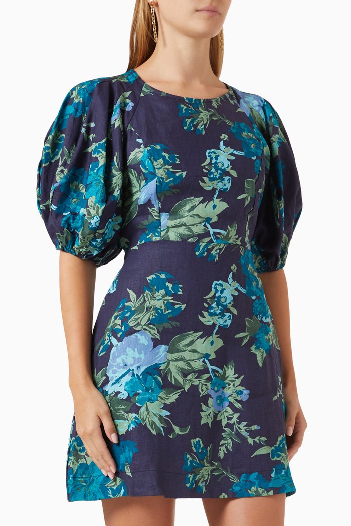 

Mai Mini Dress in Linen, Blue