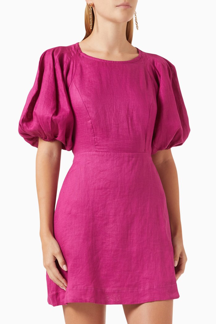 

Mai Mini Dress in Linen, Pink