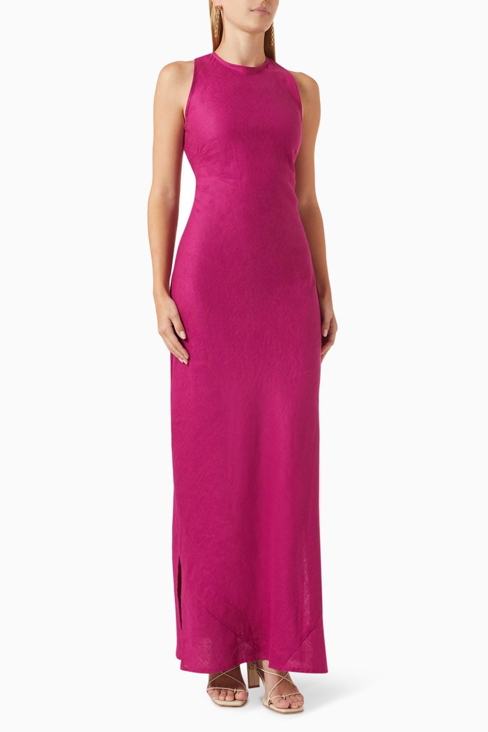 

Lobo Maxi Dress in Linen, Pink