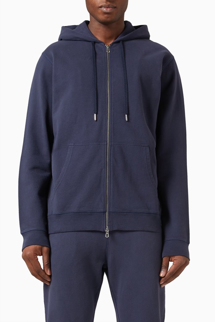 Hoodie in Loopback Cotton, Blue