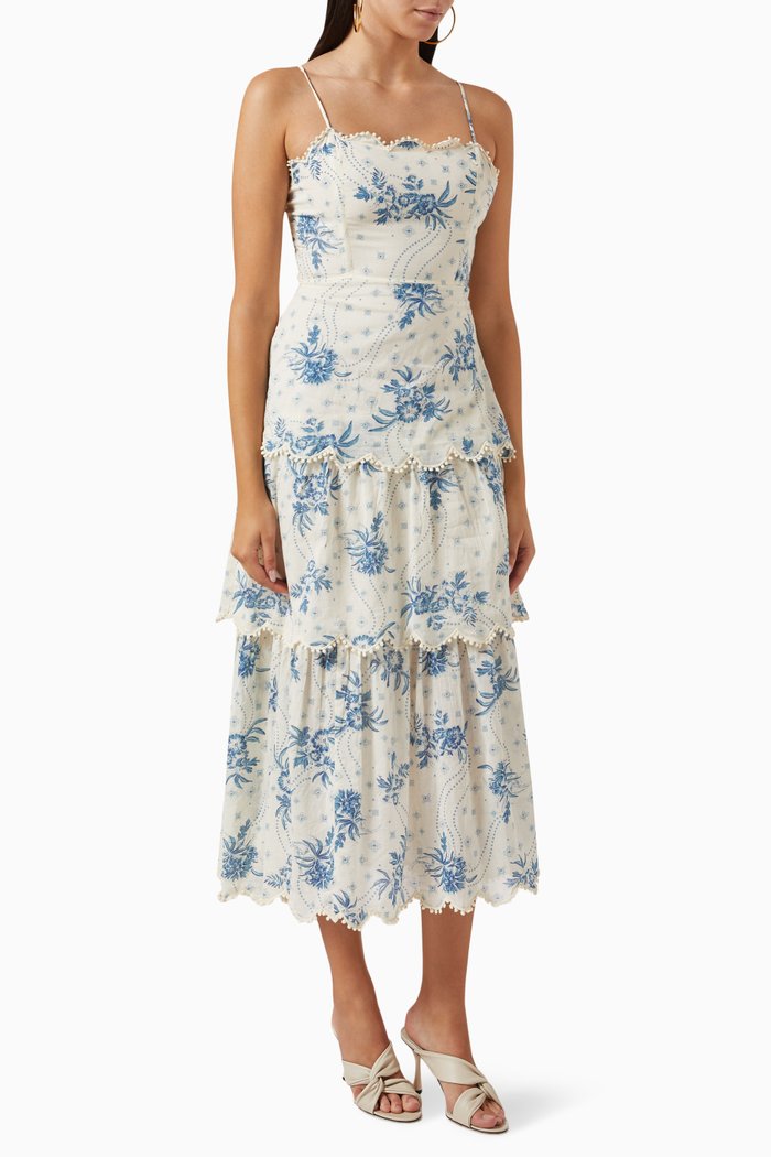 Floral Peony Dress, Blue