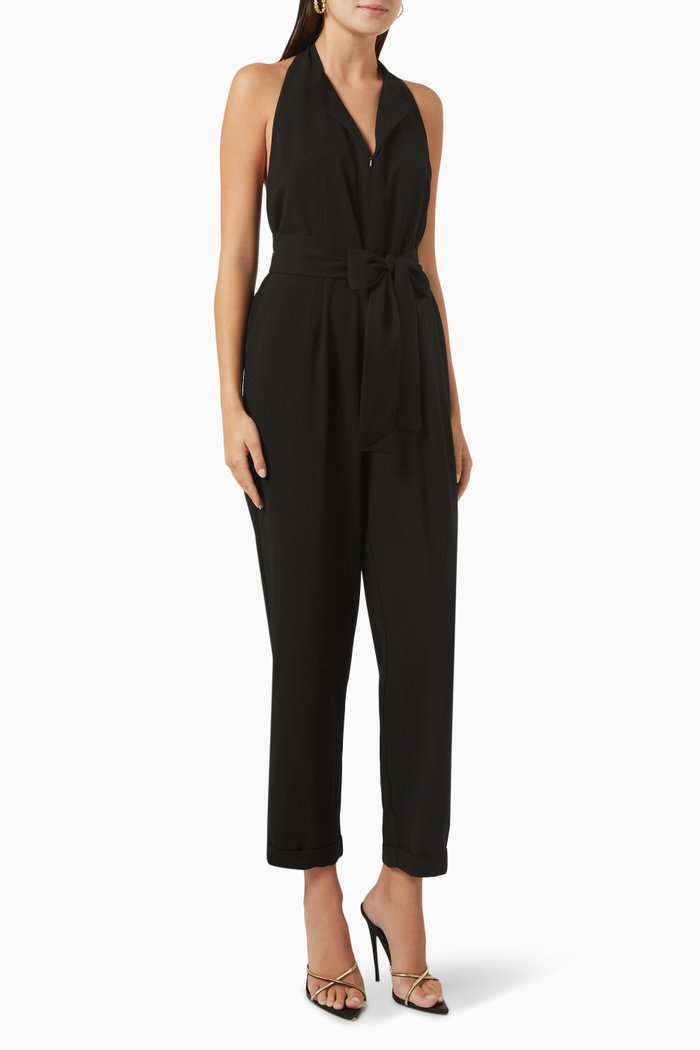 

Kaz Halterneck Jumpsuit in Satin, Black