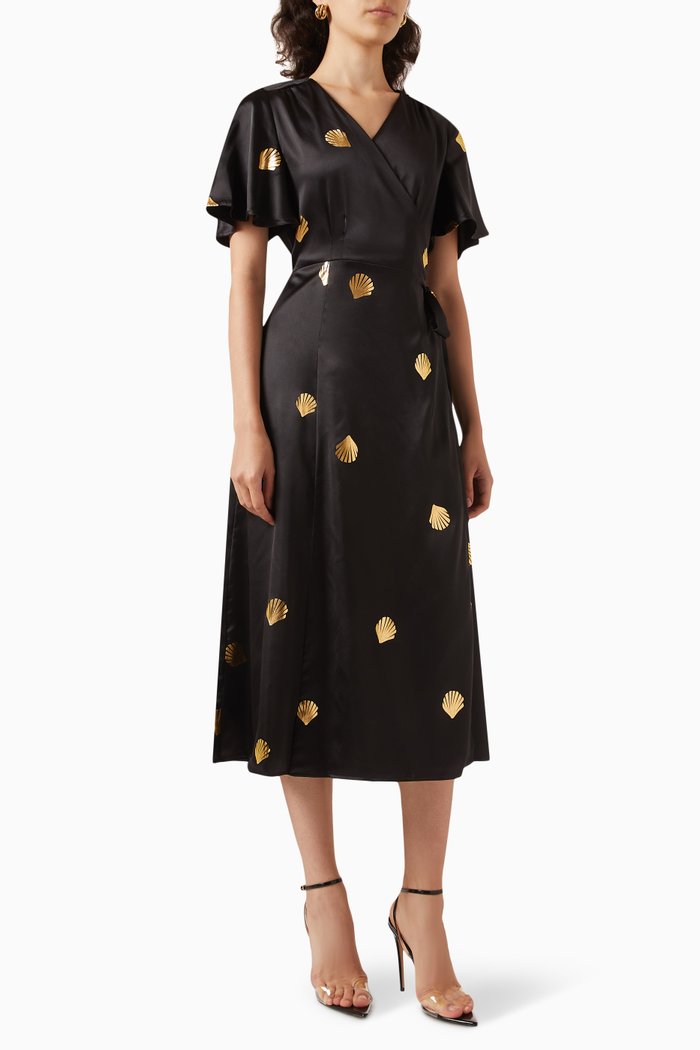 

Shell Foil Zsa Zsa Dress, Black