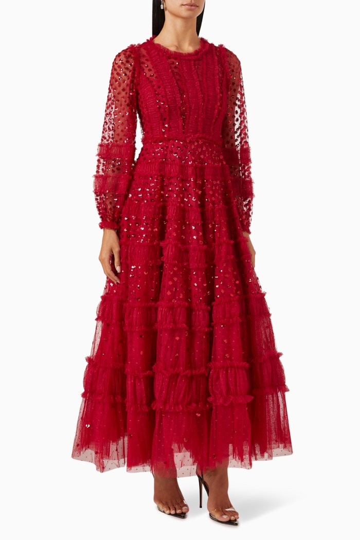

Dot Shimmer Gown, Red