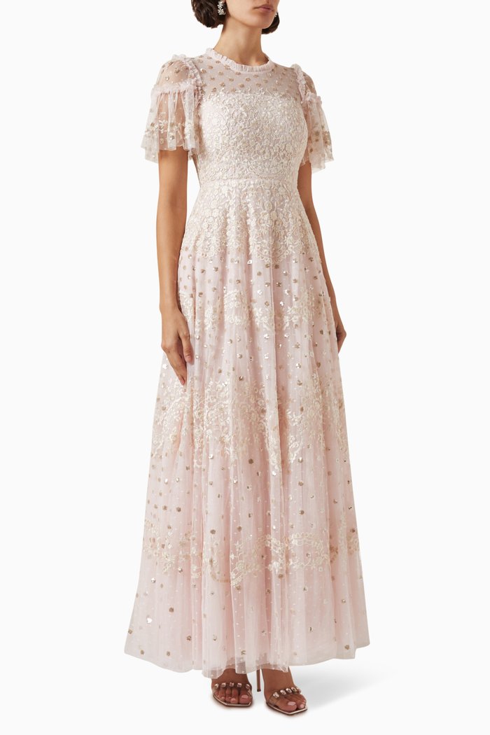 

Beatrice Sequin Gown in Tulle, Pink