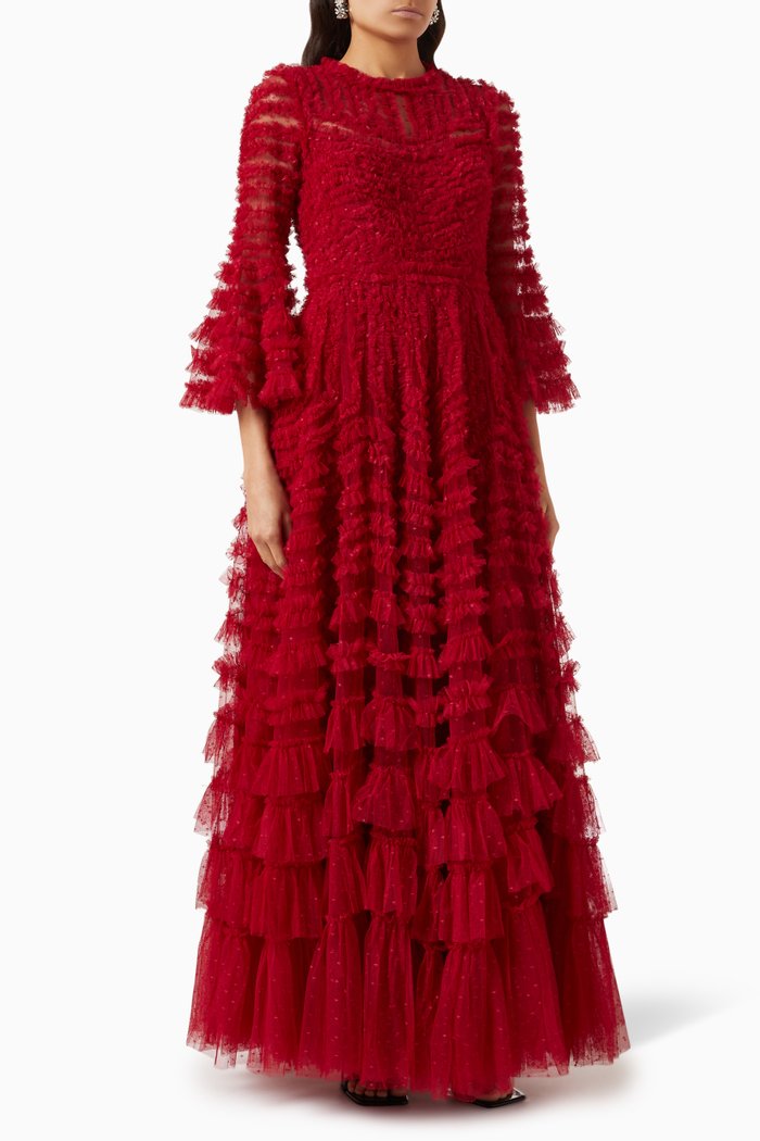 

La Vie En Rose Gown in Tulle, Red