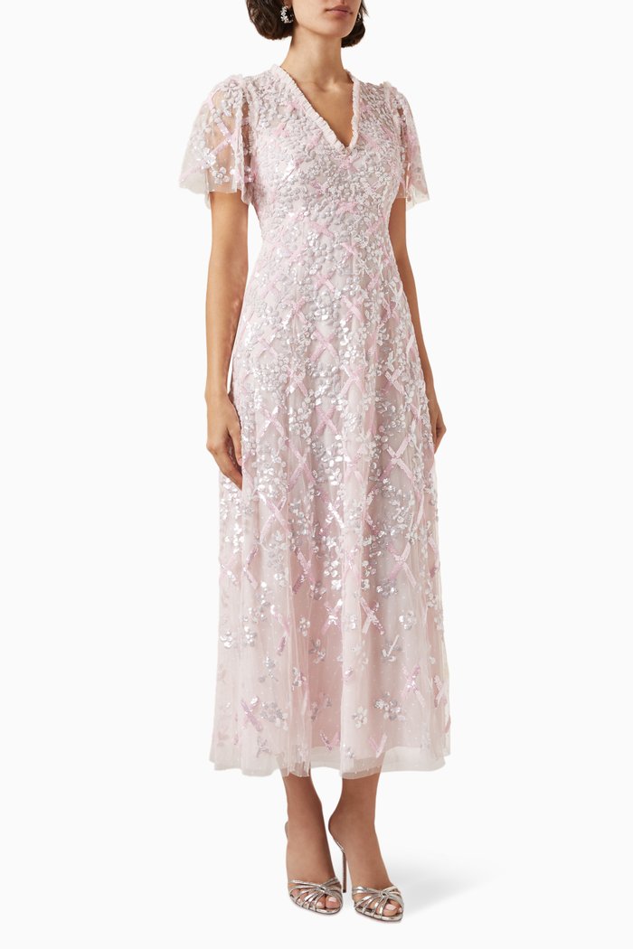 

Garden Lattice Gown in Tulle, Pink
