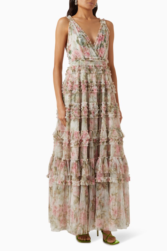 English Rose Vivian Cami Gown in Nylon, Multicolour