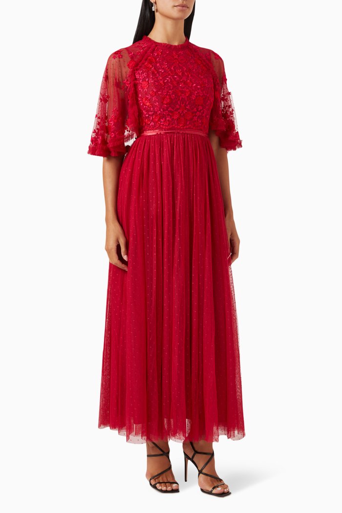 

Bonnie Bow Bodice Gown in Tulle, Red