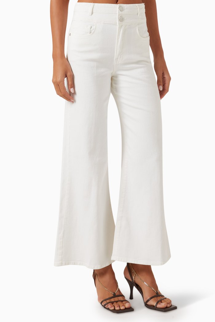 

Double Waist Band Crop Palazzo Pants in Cotton, Neutral