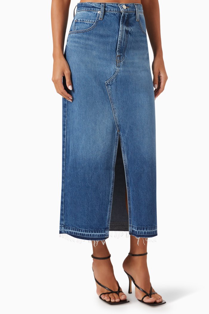 Midaxi Skirt in Denim, Blue