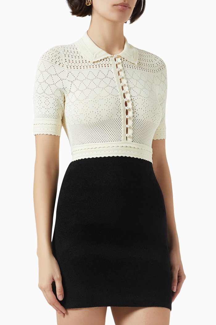 

Solene Two-tone Mini Dress in Viscose-knit, Black