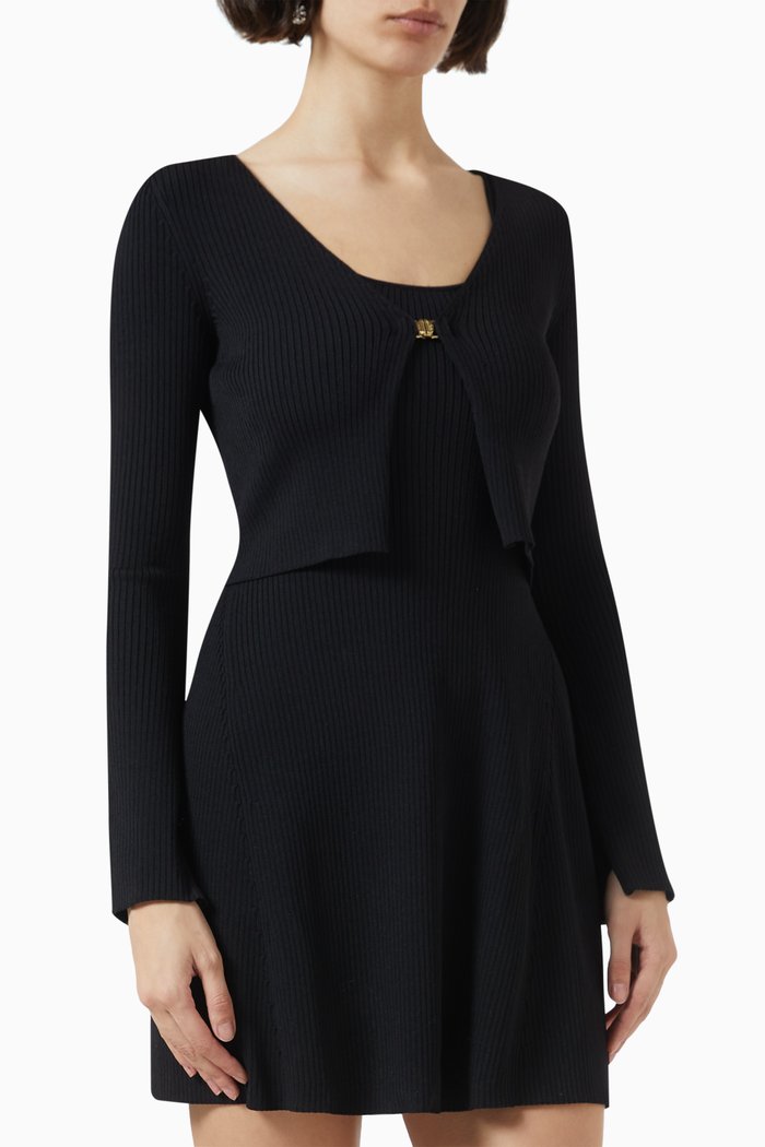 Rimosia 2-in-1 Mini Dress in Viscose-blend Knit, Black