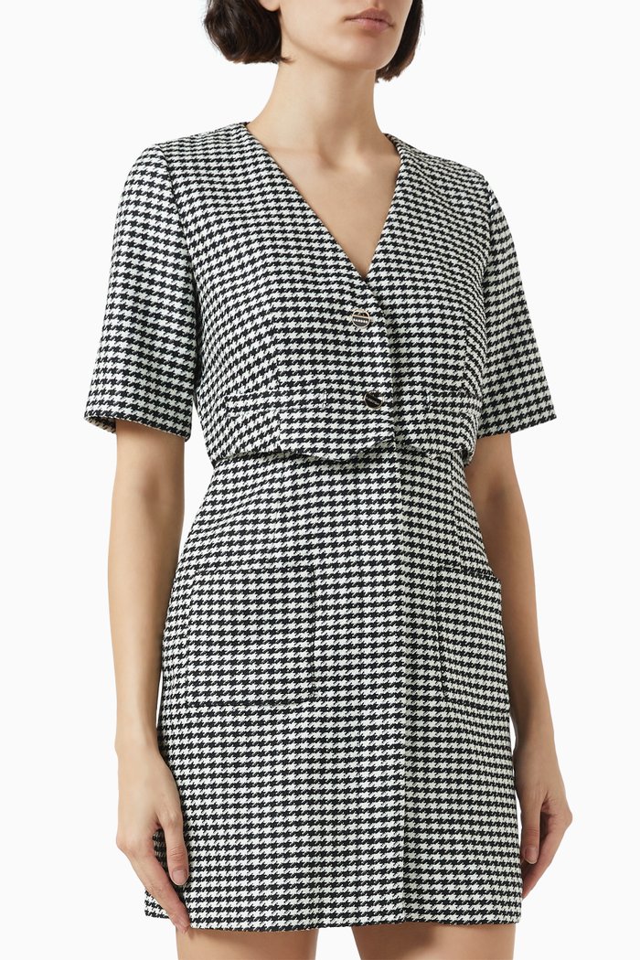 

Charlotte Houndstooth Mini Dress in Tweed, Black