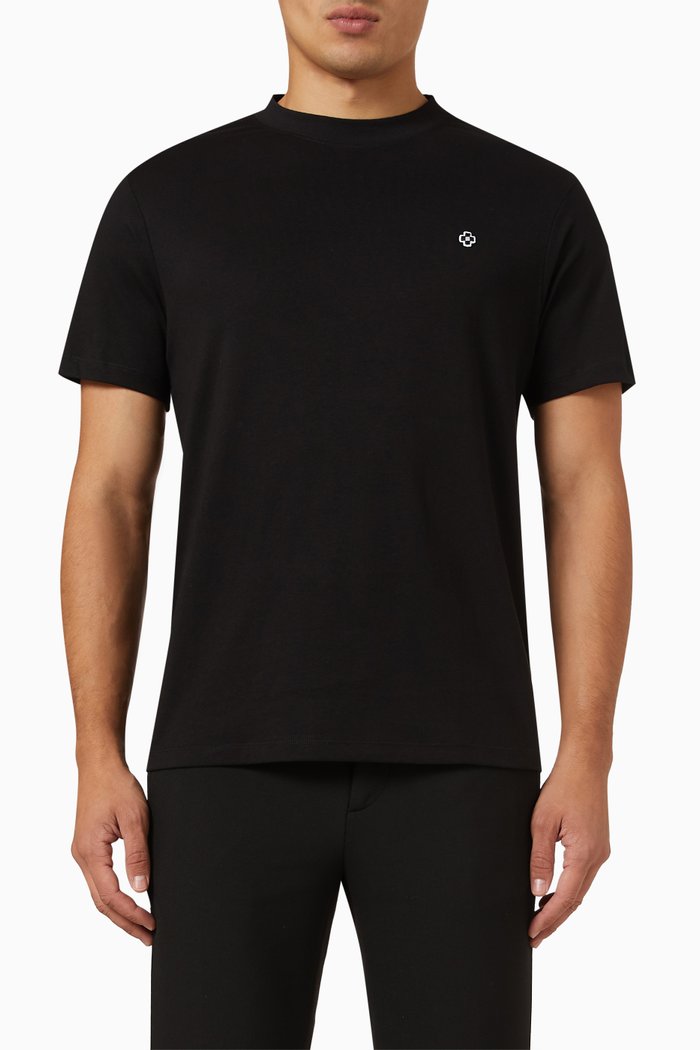 

Square Cross Patch T-shirt in Cotton Piqué, Black