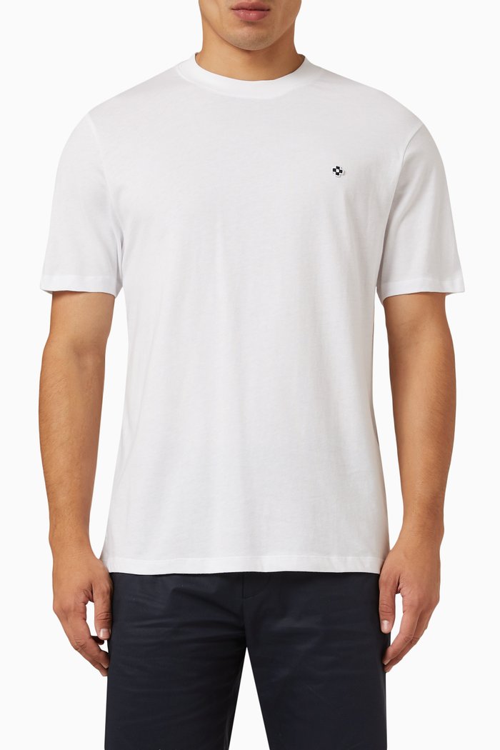Square Cross Patch T-shirt in Cotton Piqué, White