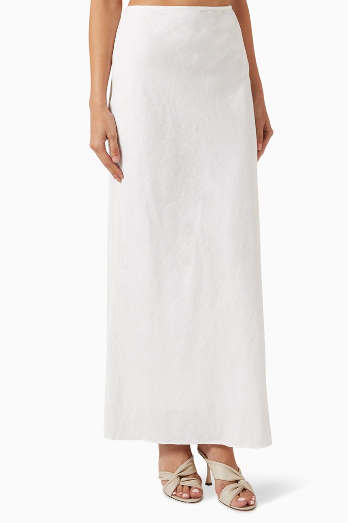 

Aurora Maxi Skirt in Linen, White