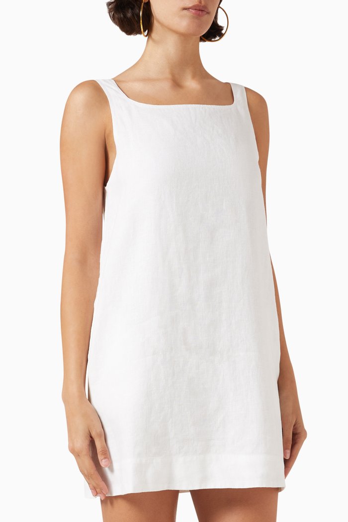 

Val Mini Dress in Linen, White