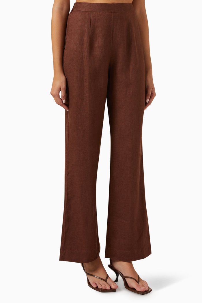 

Sol Pants in Linen, Brown