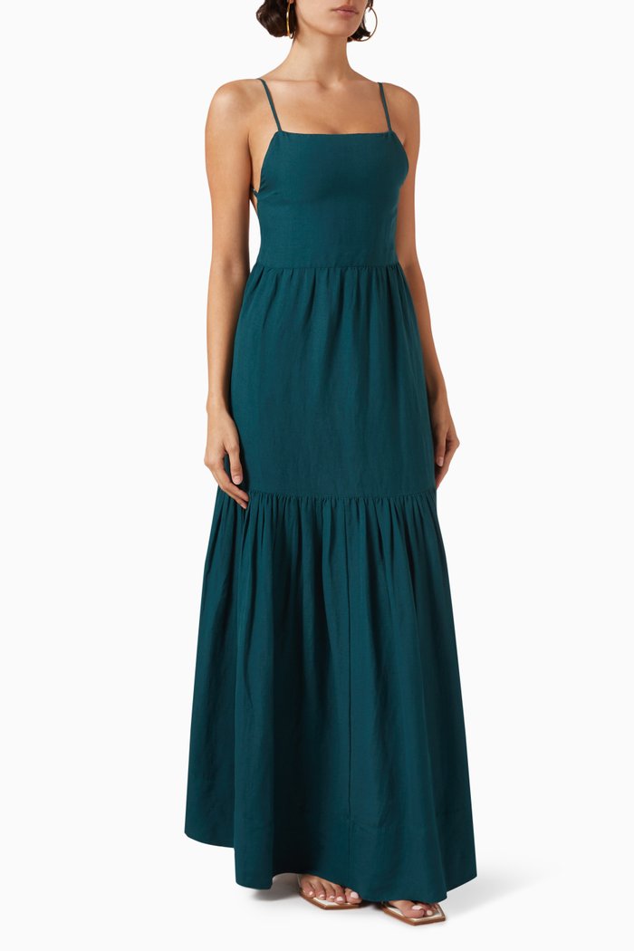 

Ellie Maxi Dress in Linen, Green