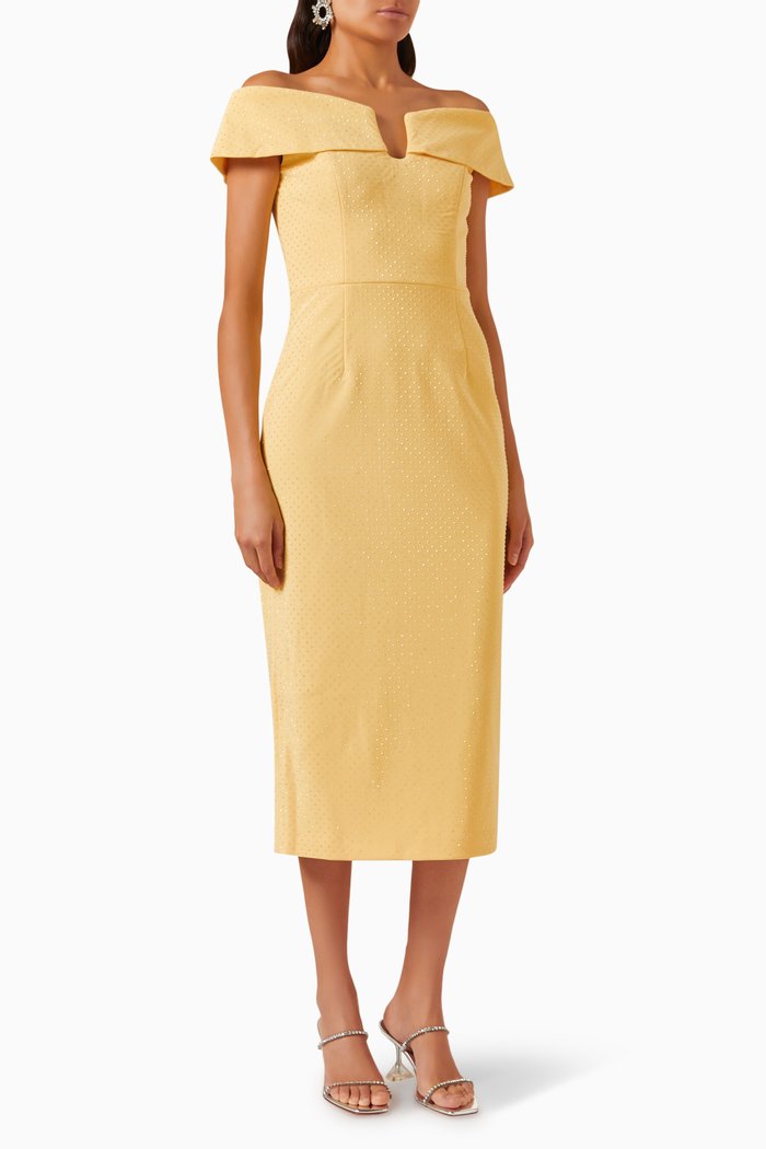 Lumiere Midi Dress in Crêpe, Yellow