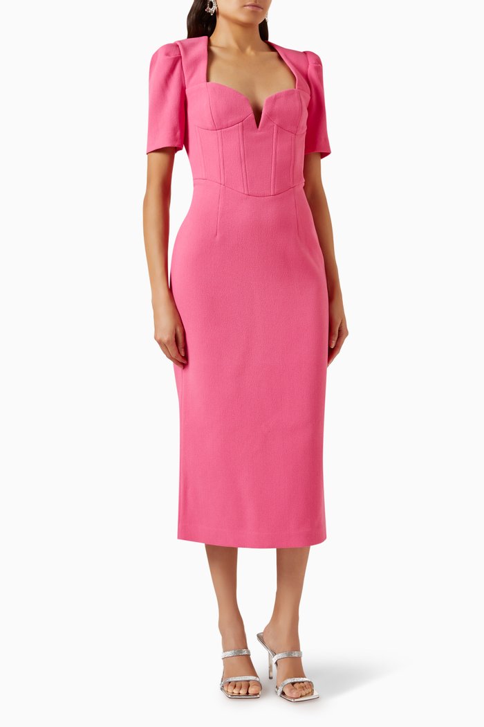 

Marie Midi Dress in Crêpe, Pink