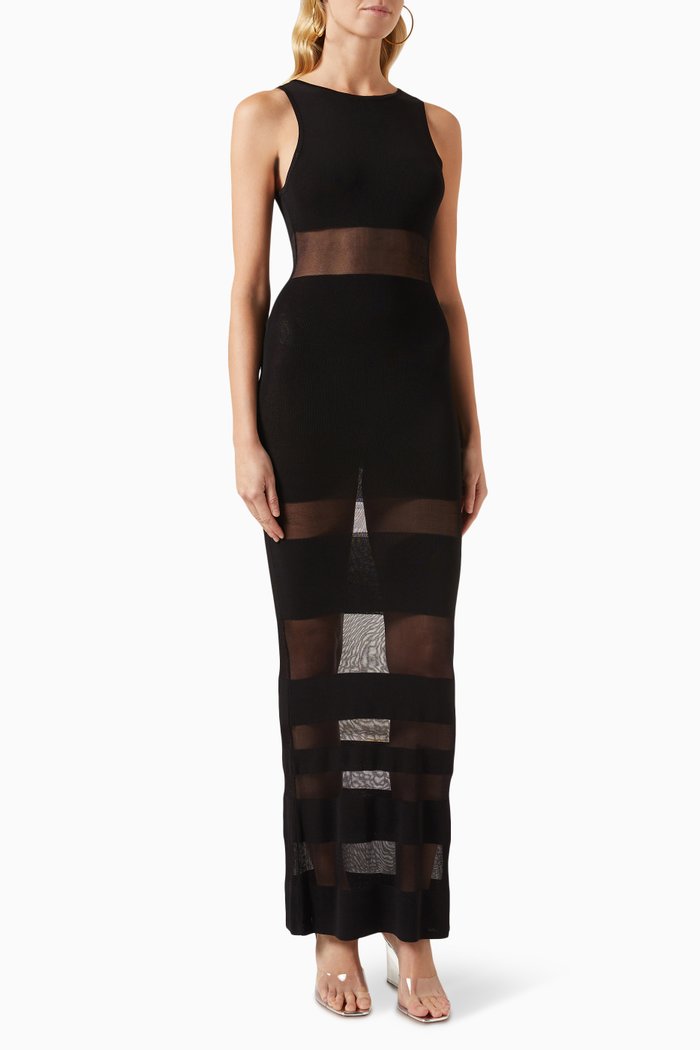 

Rowena Sheer-panelled Maxi Dress, Black