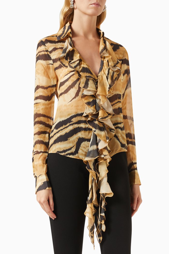 

Ditta Ruffled Top in Silk-chiffon, Multicolour