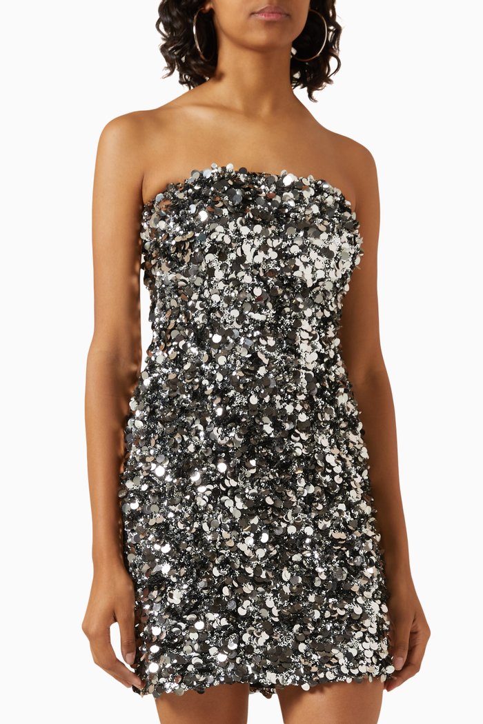 

Sequin-embellished Tube Mini Dress, Silver