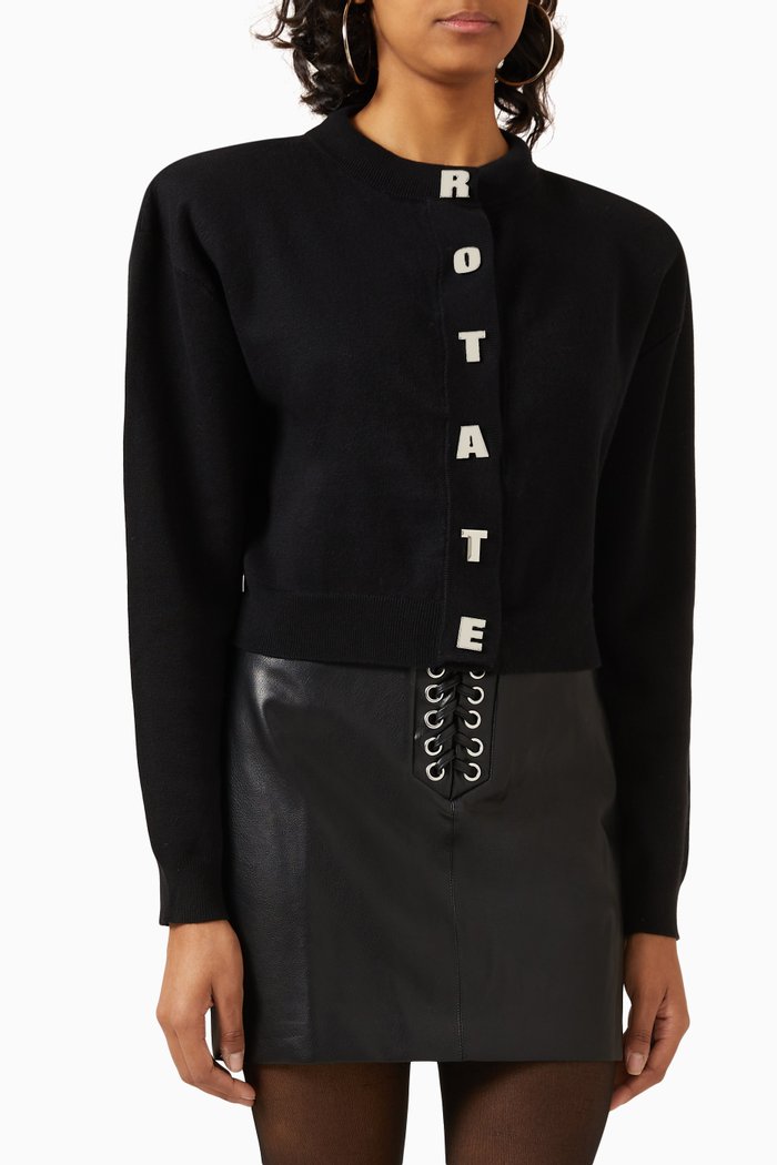 

Logo Cardigan in Organic Cotton & Cashmere-knit, Black