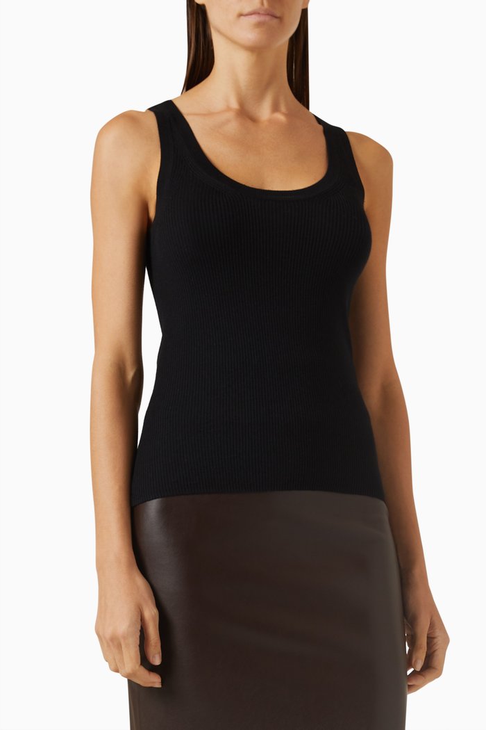 Tank Top Sweater in Silk-knit, Black
