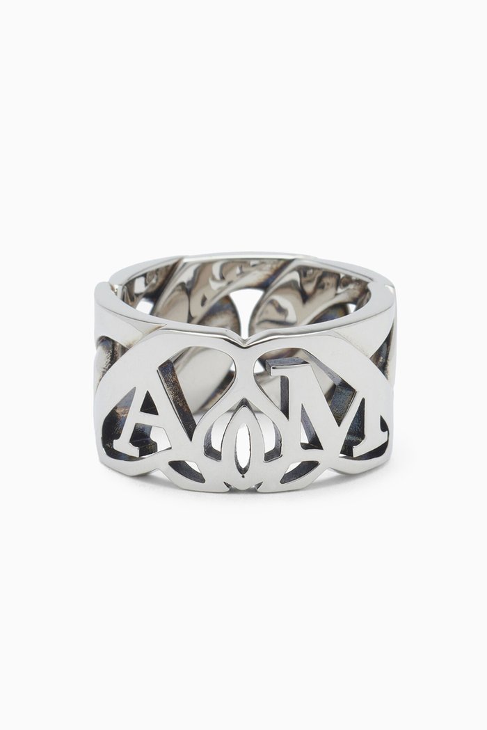 

Seal Logo Chain Ring in Metal, Black